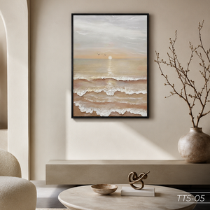 Pintura Abstracta de Lujo en Seda, Arte de Pared para Decoración del Hogar, Tela de Seda Hecha a Mano, Diseño de Olas del Océano, Fabricante Vietnamita, Modelo ODM TT5-5 - Product Image 5