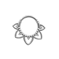 Anneau de piercing segmenté à charnière en acier inoxydable 316L plaqué or/argent/noir, style punk, motif fleur, pour Daith et Hélix