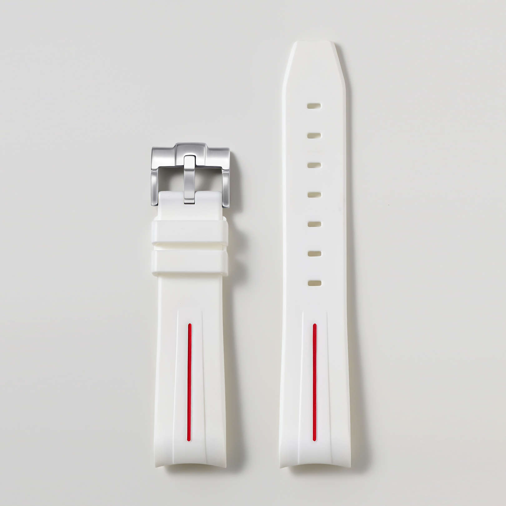 Ligne blanche + rouge + boucle argentée