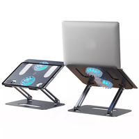 Support pour ordinateur portable OULAIKE en alliage d'aluminium P22 et refroidisseur avec double ventilateur, hauteur réglable, pliable jusqu'à 16 pouces, en stock