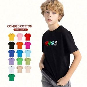 Kids Casual Compressed T-Shirt Custom Logo Printing 100% Cotton Breathable Short Sleeve for Baby Girls & Boys - Product Image 4
