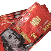 Billet de 100 dollars américain en or rouge spécial, argent cadeau pour souvenir, argent de jeu pour le plaisir, monnaie dorée