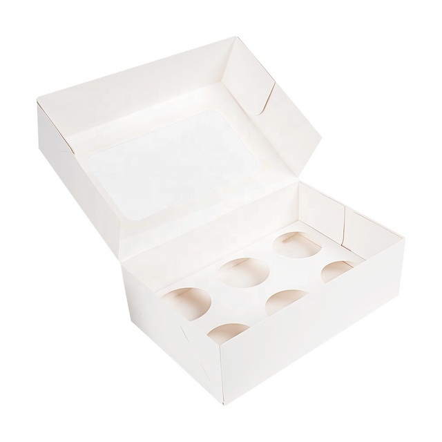 Customize Mini Cupcake Boxes Lid Cake Boxes for 6 Holes Cupcake Packaging Box