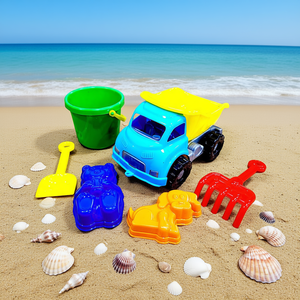 Kids <b>Beach</b> Sand Toy Set with Dump Truck Bucket Shovel and Molds <b>Plastic</b> Outdoor Play Toy - Product Image 3