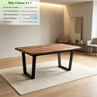 Tables à manger en MDF minimalistes, robustes, de qualité supérieure, avec une construction solide, un design classique à grain de bois naturel, pour usage commercial vintage.
