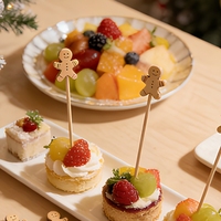 Kerstman van peperkoek, cartoon, bamboe, biologisch afbreekbaar, 13cm cocktailprikkers & fruitprikkers, 100 stuks per zak