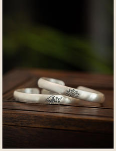 Nueva pulsera de estilo étnico con <span class=keywords><strong>Sutra</strong></span> de corazón de <span class=keywords><strong>loto</strong></span> esmerilado retro y pulsera de apertura para mamá - Product Image 4