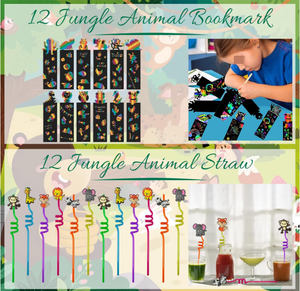 Bracelets, bandeaux, pailles, porte-clés, marque-pages, tampons, autocollants, jouets, boîtes en papier, fournitures pour fête sur le thème de la <span class=keywords><strong>jungle</strong></span> <span class=keywords><strong>et</strong></span> des animaux sauvages - Product Image 3