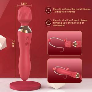 Baguette vibrante AV à double tête Gode puissant Massage par vibration Double moteur Stimulateur de tétons et de clitoris Jouets sexuels pour adultes - Product Image 5