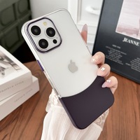 Coque Bicolore pour iPhone 17 16 15 14 Pro Max en PC Acrylique Transparent Antichoc avec Anneau de Protection de l'Objectif