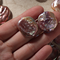 Perles de culture d'eau douce naturelles, grandes, carrées, baroques, violettes, 20 mm, faites à la main, en vrac, pour accessoires de bijoux, en promotion