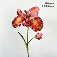 2 têtes de fleurs artificielles en EVA, iris au toucher réel, tige courte, décoration pour mariage, Saint-Valentin, maison