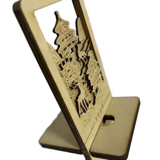 Plywood Cell Phone Stand Universal Mobile Phone Holder Stand Non Slip Stable Desktop Phone Stand Natural Bamboo Supplier