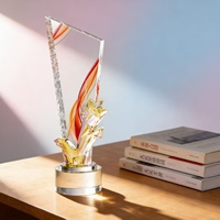 Trophée en cristal éblouissant, nouveau, coloré et créatif, sur mesure, haut de gamme, gravé, imprimé UV/sablage, motifs étoiles et fleurs