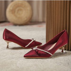 Factory Wholesale <b>Pumps</b> Latest Design Bowknot Elegant Women Lady Low Heels Shoes - Product Image 5