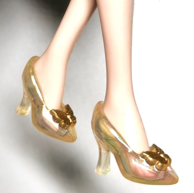 Laser light cinderella butterfly crystal shoes