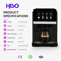 Machine à café entièrement automatique intelligente à écran tactile, type vapeur à pression intégrée, pour la maison et le bureau