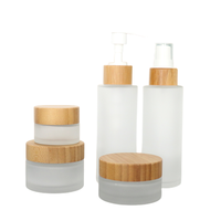Flacon pompe en verre et bambou de 15 ml, 30 ml, 50 ml, 100 ml avec couvercle en bambou pour emballage cosmétique