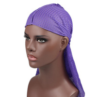 2025 gorra de montar a la moda Hip Hop Street Durag Waveur venta al por mayor turbante ropa para la cabeza malla de poliéster Durag