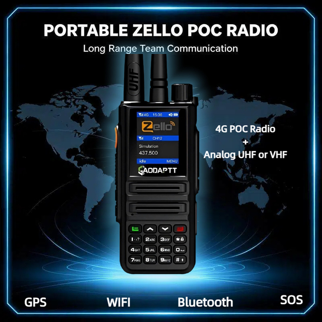 GaodaPTT 4G Walkie Talkie R1 Zello APP POC Radio+Analog UHF/VHF Two Way Radio GPS WIFI SOS Dual Mode Handheld Transceiver OEM