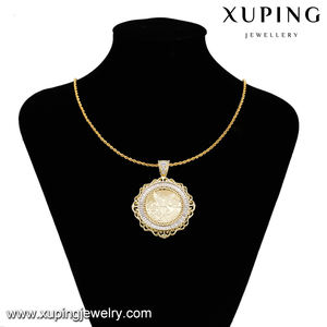 A00915627 مجوهرات xuping الكلاسيكية الدين سلسلة روي الحدود الملاك عملة الماس 14K قلادة مطلية بالذهب - Product Image 5