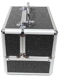 Large Black Aluminium Beauty Sequins Cosmetic Box Nail <strong>Make</strong> <strong>up</strong> Vanity Salon <strong>Case</strong> - Product Image 2