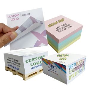 Blocs-notes promotionnels personnalisés avec logo imprimé pour entreprises, bureaux, cadeaux d'hôtel, blocs-notes adhésifs carrés, notes autocollantes en forme de cube - Product Image 1