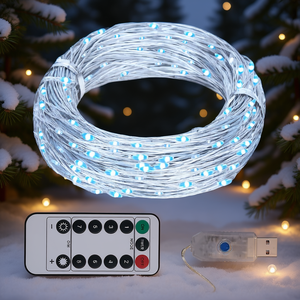 <b>LED</b> String 150 Cold White <b>LEDs</b> 49.2 In Remote Control Christmas Indoor Outdoor Decorative <b>Lighting</b> IP44 Copper <b>Wire</b> - Product Image 2