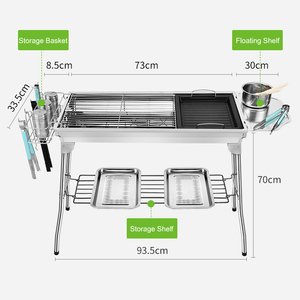 Barbecue au charbon de bois pliable en acier inoxydable de grande capacité respectueux de l'environnement à haute épaisseur - Product Image 2