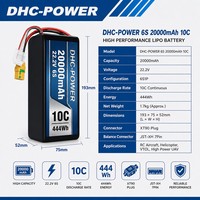 Batterie LiPo haute performance 22,2V 6S 20000mAh 10C pour drone industriel