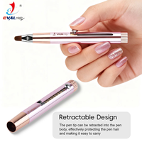 Nouveau brevet rose métal ressort poignée rétractable outil de peinture française profonde brosse française brosse à ongles taille 10 12 14 16 18