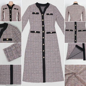 S10983 abiti da ufficio eleganti alla moda da donna Casual elegante con scollo a V a <span class=keywords><strong>maniche</strong></span> <span class=keywords><strong>lunghe</strong></span> abito sottile in maglia formale - Product Image 6