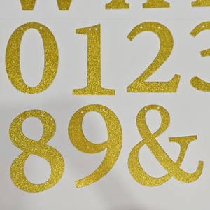Guirnalda de Letras de Papel Dorado con Purpurina, 26 Letras <span class=keywords><strong>del</strong></span> Alfabeto Inglés y Números Combinados <span class=keywords><strong>al</strong></span> Azar, Decoración para Fiestas - Product Image 1