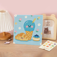Kit de Peinture Diamant SONGWOO 20x20cm, Dessin de Gâteau et de Desserts, Perles Rondes 5D, Art Alimentaire Mignon, Décoration Murale Encadrée pour la Maison, Cadeau, Peinture Diamant