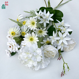 ดอกไม้ผ้าไหมสีขาว ช่อดอกไม้ผสม ตกแต่งงานแต่งงาน สไตล์สดชื่นหรูหรา - Product Image 3