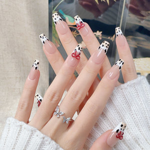 Lot de 10 <span class=keywords><strong>faux</strong></span> ongles à presser de haute qualité, faits à la main, motif français, motif laitier, ongles souples à coller, collection <span class=keywords><strong>automne</strong></span>-hiver - Product Image 2
