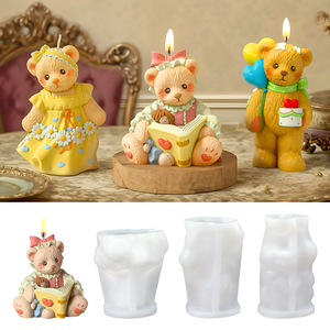 Stampi per candele per orsacchiotto 3D stampi in Silicone carino per torta <span class=keywords><strong>di</strong></span> compleanno candele per fare la fusione in resina - Product Image 1