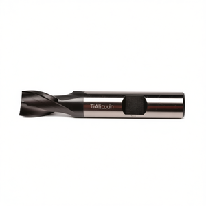 Fresa HSS-Co estándar Ttake TA1414 con recubrimiento de TiAlN, helicoidal de 30 grados, corta para ranuras, 2 filos de corte con vástago Weldon - Product Image 2