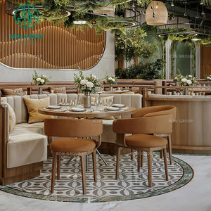 Juego <span class=keywords><strong>de</strong></span> Muebles <span class=keywords><strong>de</strong></span> Lujo Modernos <span class=keywords><strong>para</strong></span> Cafetería o Restaurante, con <span class=keywords><strong>Mesa</strong></span> Redonda <span class=keywords><strong>de</strong></span> Madera y Cuero, Asientos <span class=keywords><strong>de</strong></span> Media Luna y Sofá - Product Image 2