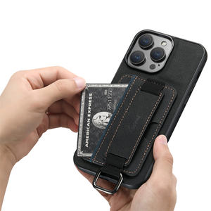 Funda de teléfono de cuero con ranura para tarjeta de lujo para <span class=keywords><strong>iPhone</strong></span> 16 15 14 13 12 <span class=keywords><strong>11</strong></span> Pro Max con correa de mano fundas móviles para niñas - Product Image 2
