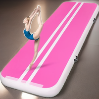 ROMELANDS Matras Senam Udara Tebal 10mm Ukuran 10/13/16 Kaki, Matras Inflatable Tahan Air untuk Latihan Senam di Rumah Dilengkapi Pompa (BERRYPINK)