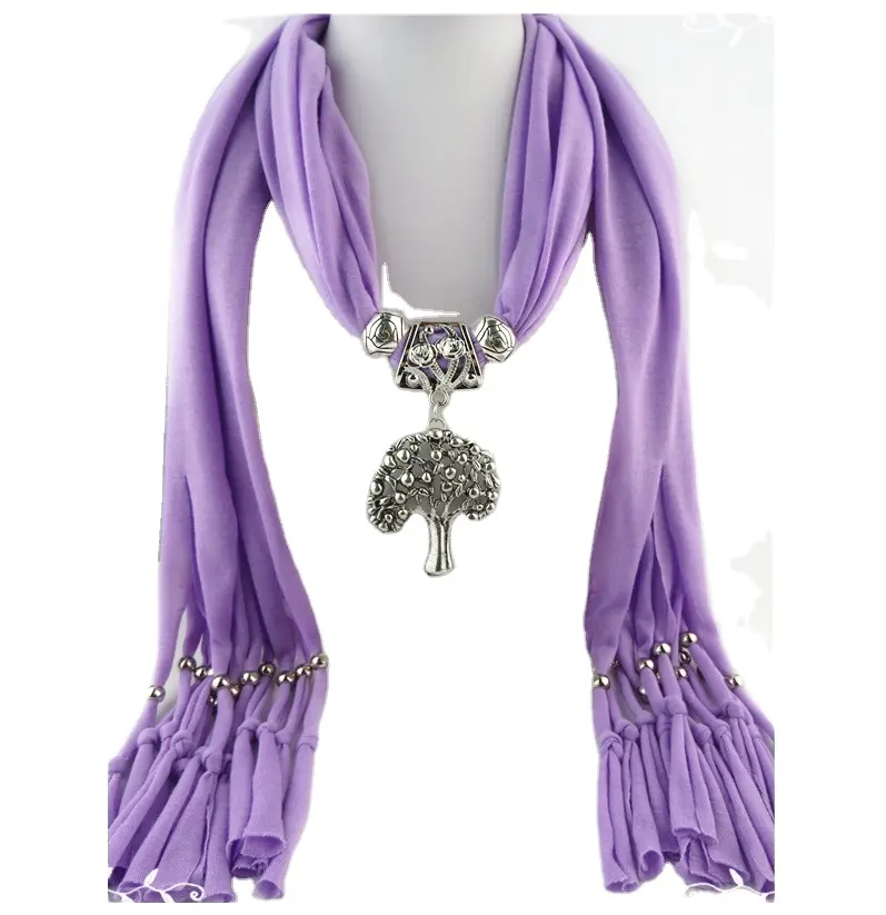 The Hot Costume Wholesale Pendant Scarf Necklace High Quality Ladies Scarf Indian Scarf