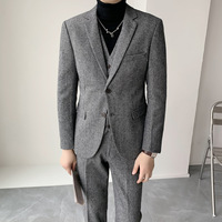 Nouveau costume d'affaires en laine pour hommes avec costume quotidien en cachemire doux et respirant costume trois pièces
