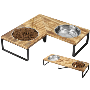 ZMaker Custom Eco-Friendly Bamboo Elevated <b>Dog</b> <b>Bowls</b> New Designer Double <b>Raised</b> 2 in 1 Solid Waterproof <b>for</b> Small Animals - Product Image 4