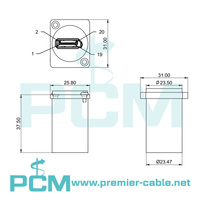 Prise de montage sur panneau femelle Displayport de type D, connecteur de traversée DP à DP, châssis de cloison de panneau Displayport série D DP XLR