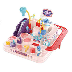 Pig Amusement Park Inertie Car Splicing Track Puzzle <span class=keywords><strong>Rail</strong></span> Car Big Adventure Game - Product Image 1