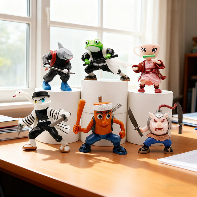 Lovely Cartoon Demon Design Slayer Tung Sahur 3D Doll Toys Action Figures Accessories Car Cake Desk Action Figure Set Kids Gifts