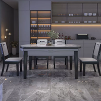 Ensemble de meubles de salle à manger en chêne et MDF de style moderne Table à manger extensible et extensible 6 chaises en bois pour la maison Cuisine Restaurant