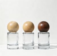 Flacon à bille en verre dépoli de 10 ml avec bouchon en noyer, vide, rond, pour cosmétiques et huiles essentielles