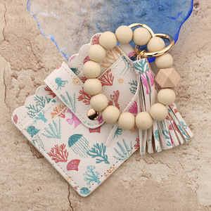 Braccialetto di perline in Silicone portachiavi porta carte floreale <span class=keywords><strong>portafoglio</strong></span> con braccialetto braccialetto da polso - Product Image 4